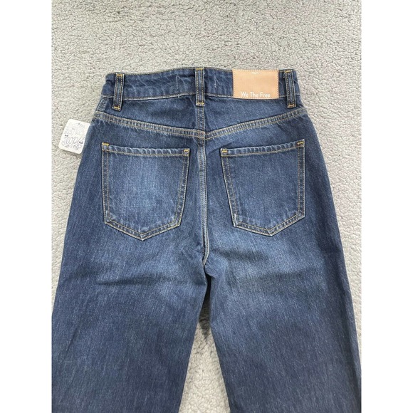 Free People Size24 Wide Leg Distressed Hem High Rise Women’s Jeans - Picture 5 of 9